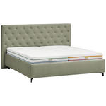 POLSTERBETT gepolstertes Kopfteil, Lattenroste Olivgrün 180/200 cm  - Birkefarben/Schwarz, KONVENTIONELL, Holz/Textil (180/200cm) - Novel