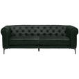 CHESTERFIELD-SOFA Dunkelgrün Samt  - Dunkelgrün/Schwarz, Trend, Textil/Metall (220/75/90cm) - Carryhome