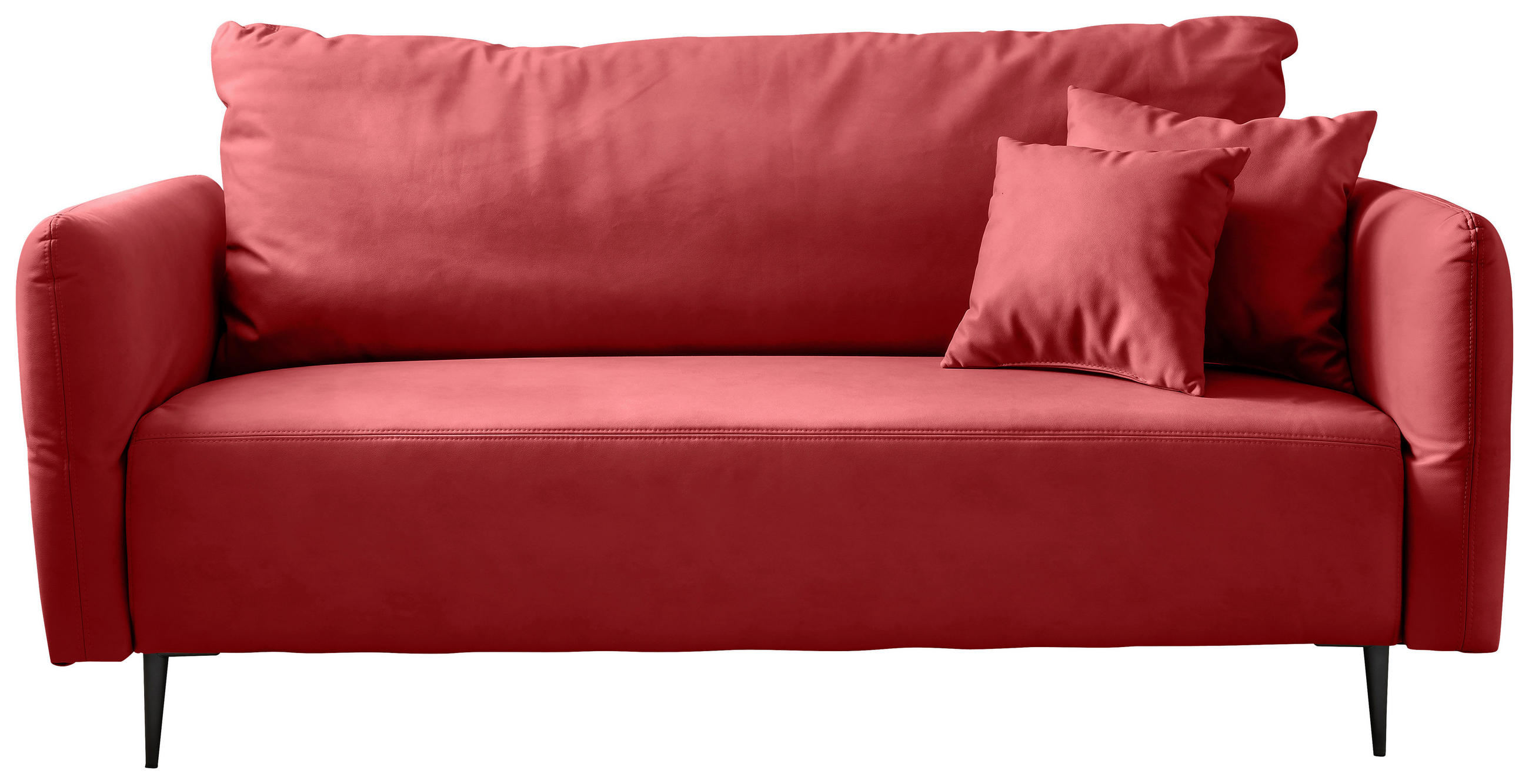 2-SITZER-SOFA Lederlook Rot  - Rot/Schwarz, Design, Textil/Metall (163/97/102cm) - Livetastic