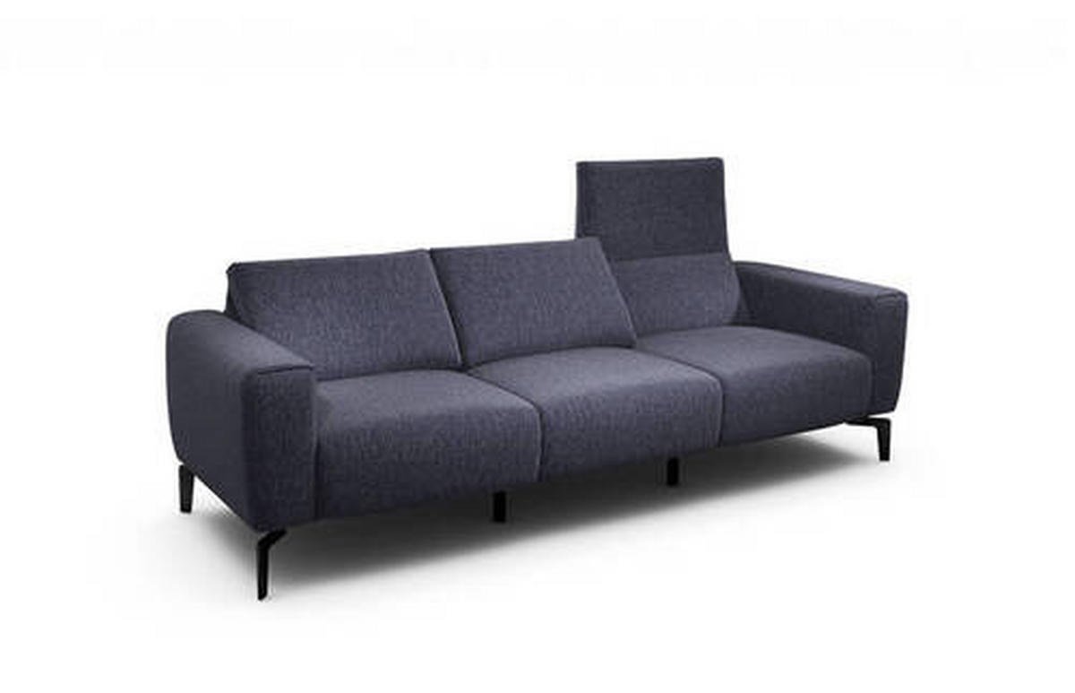 3-SITZER-SOFA in Chenille Blau  - Blau/Schwarz, Design, Textil/Metall (250/86/86-94cm) - SENSOO