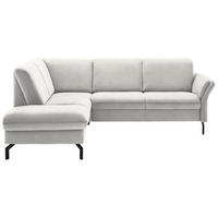 ECKSOFA in Flachgewebe Alabasterfarben  190/241 cm  - Alabasterfarben/Schwarz, KONVENTIONELL, Textil/Metall (190/241cm) - Beldomo Comfort