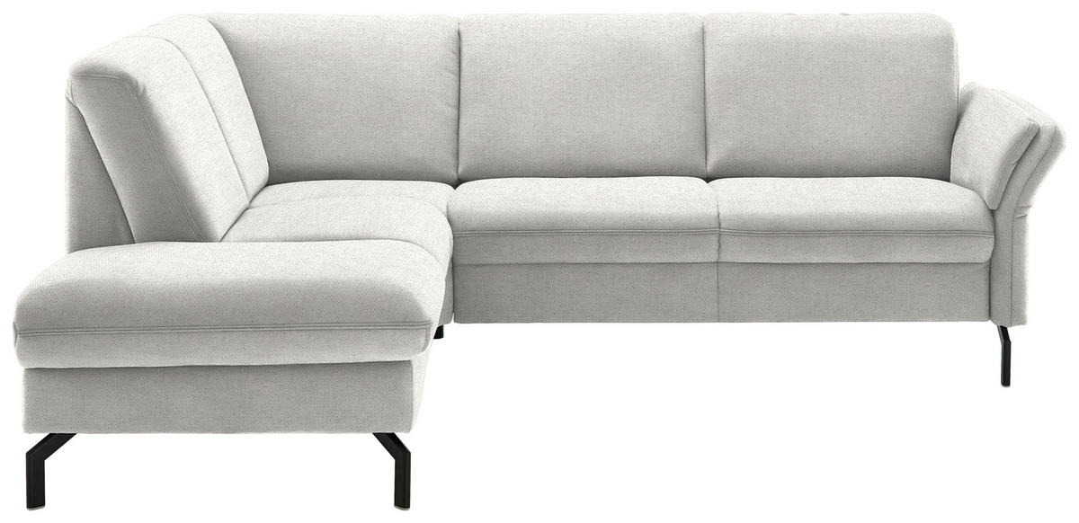 ECKSOFA in Flachgewebe Alabasterfarben  190/241 cm  - Alabasterfarben/Schwarz, KONVENTIONELL, Textil/Metall (190/241cm) - Beldomo Comfort