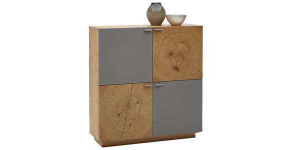 HIGHBOARD 112/120/38 cm - Eichefarben/Walnussfarben, KONVENTIONELL, Holz/Metall (112/120/38cm) - Voleo