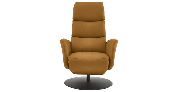 RELAXSESSEL in Leder Senfgelb  - Senfgelb/Schwarz, Design, Leder/Metall (76/108/86cm) - Dieter Knoll