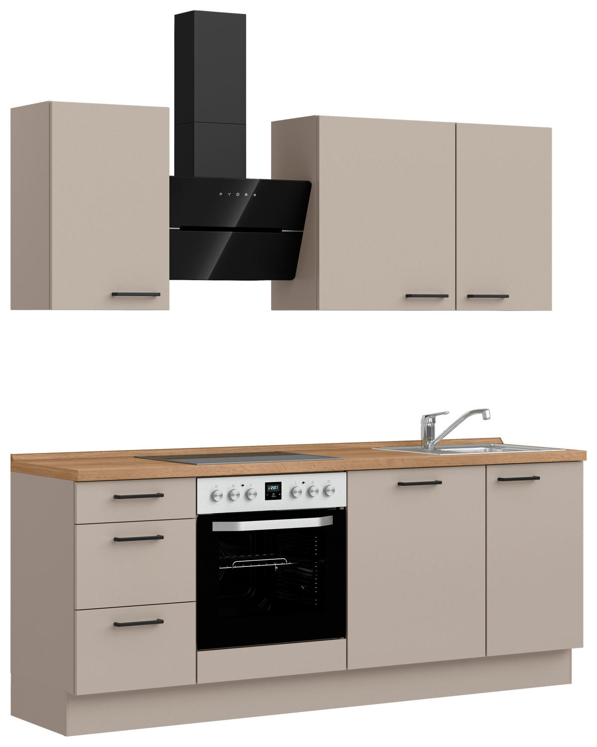 KÜCHENBLOCK Easytouch 210 cm  in Eichefarben, Sandfarben  - Sandfarben/Eichefarben, MODERN, Holzwerkstoff/Metall (210cm) - Nobilia