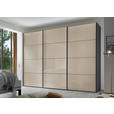 SCHWEBETÜRENSCHRANK 298/222/68 cm 3-türig Anthrazit, Sandfarben  - Sandfarben/Anthrazit, Design, Glas/Holzwerkstoff (298/222/68cm) - Moderano