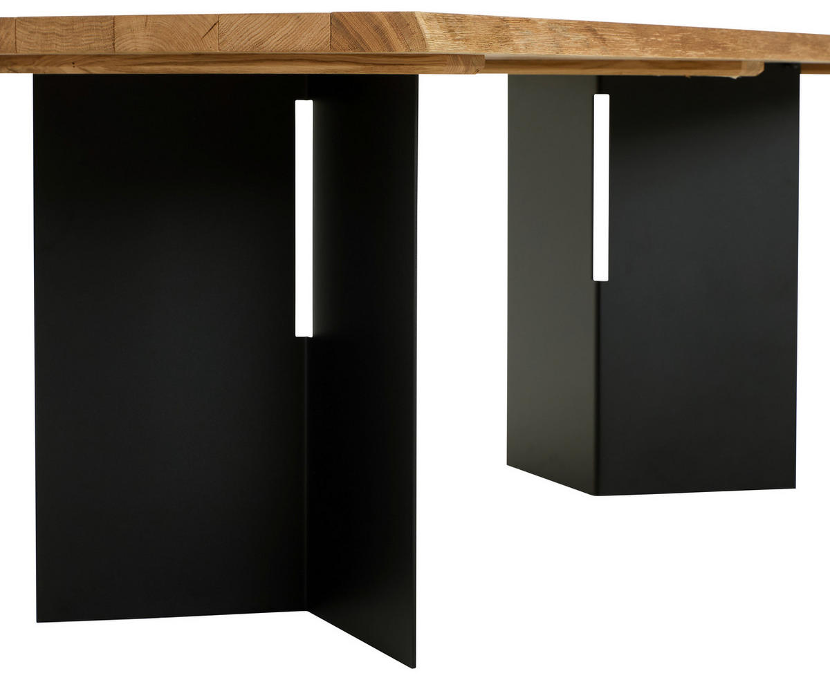 ESSTISCH in Holz 220/100/75 cm  - Eichefarben/Schwarz, ROMANTIK / LANDHAUS, Holz/Metall (220/100/75cm) - Linea Natura