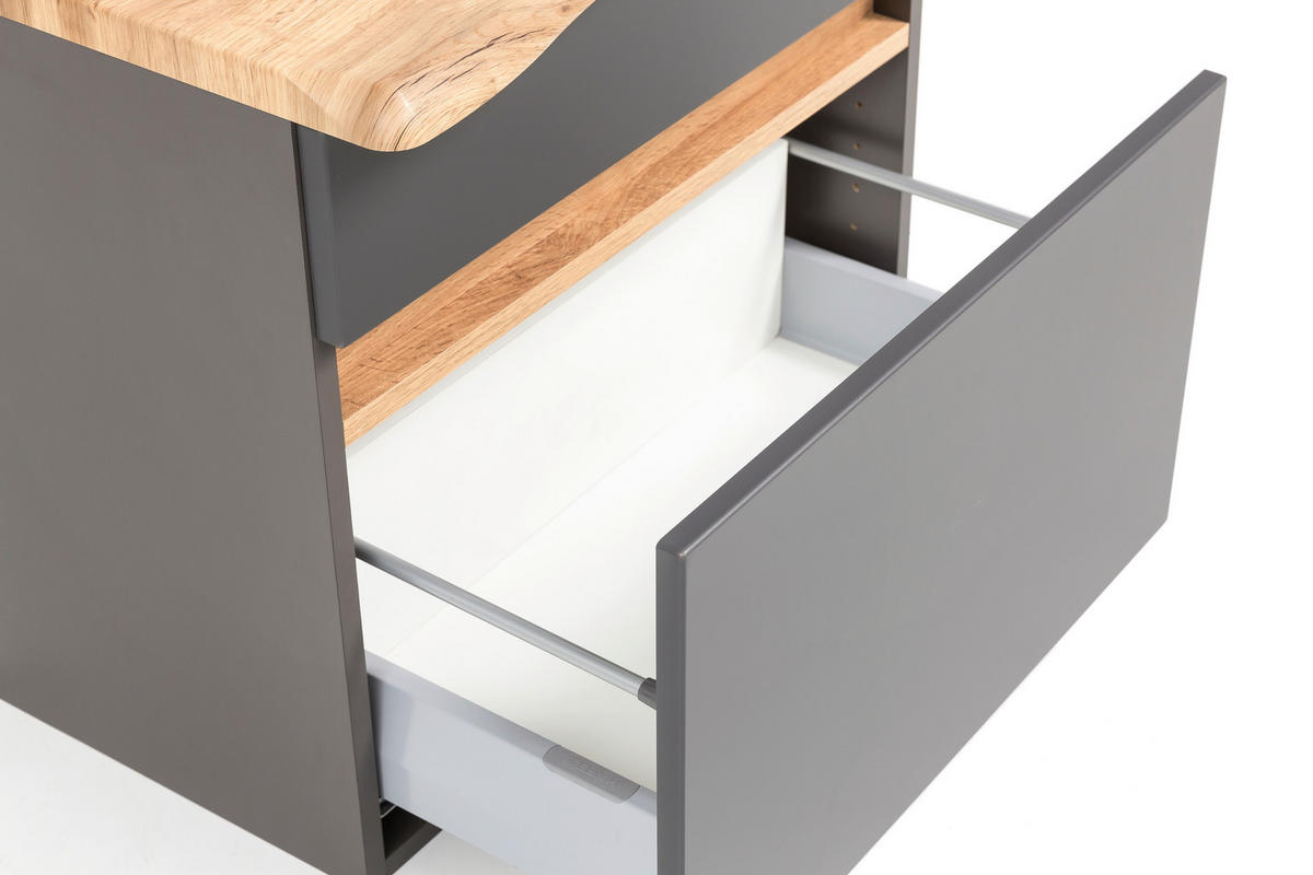 WASCHBECKENUNTERSCHRANK 61/55/40 cm  - Eiche Wotan/Graphitfarben, Natur, Holzwerkstoff (61/55/40cm) - Xora