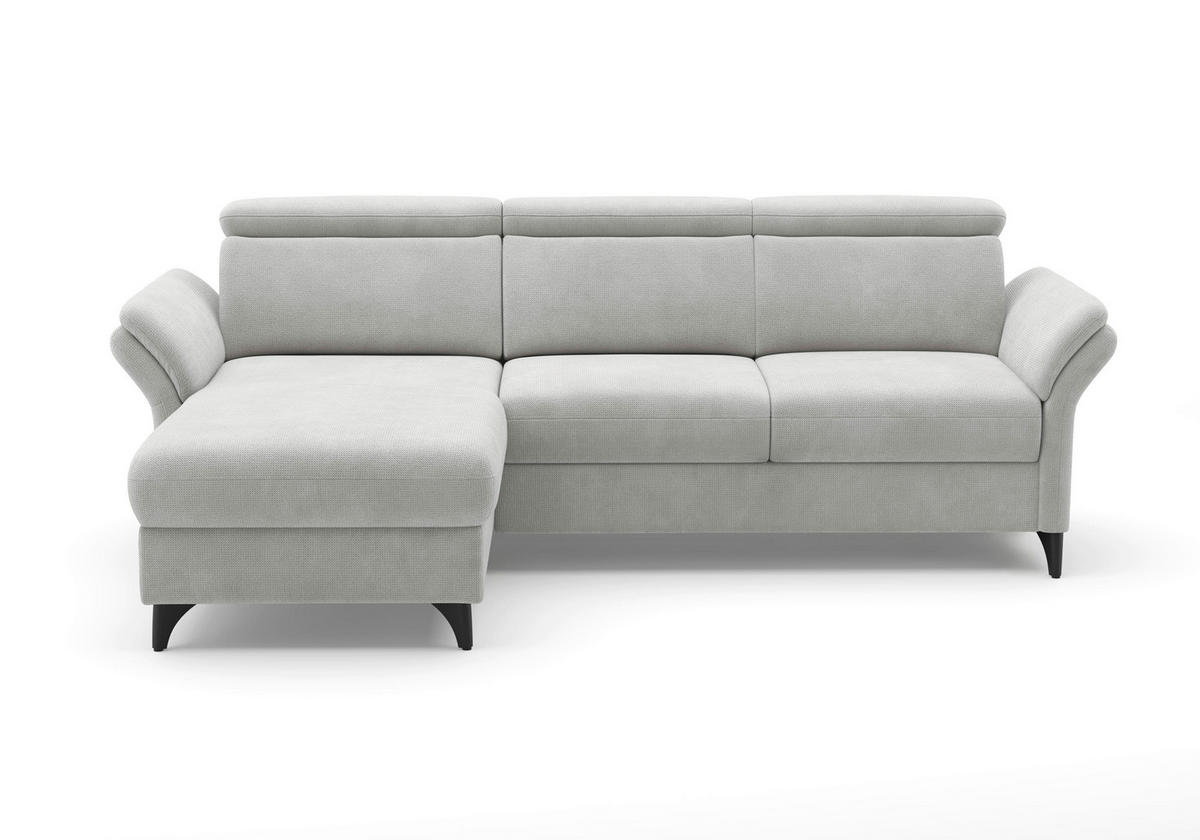 ECKSOFA Flachgewebe Silberfarben  - Silberfarben/Schwarz, Konventionell, Textil/Metall (166/253cm) - Sit & More