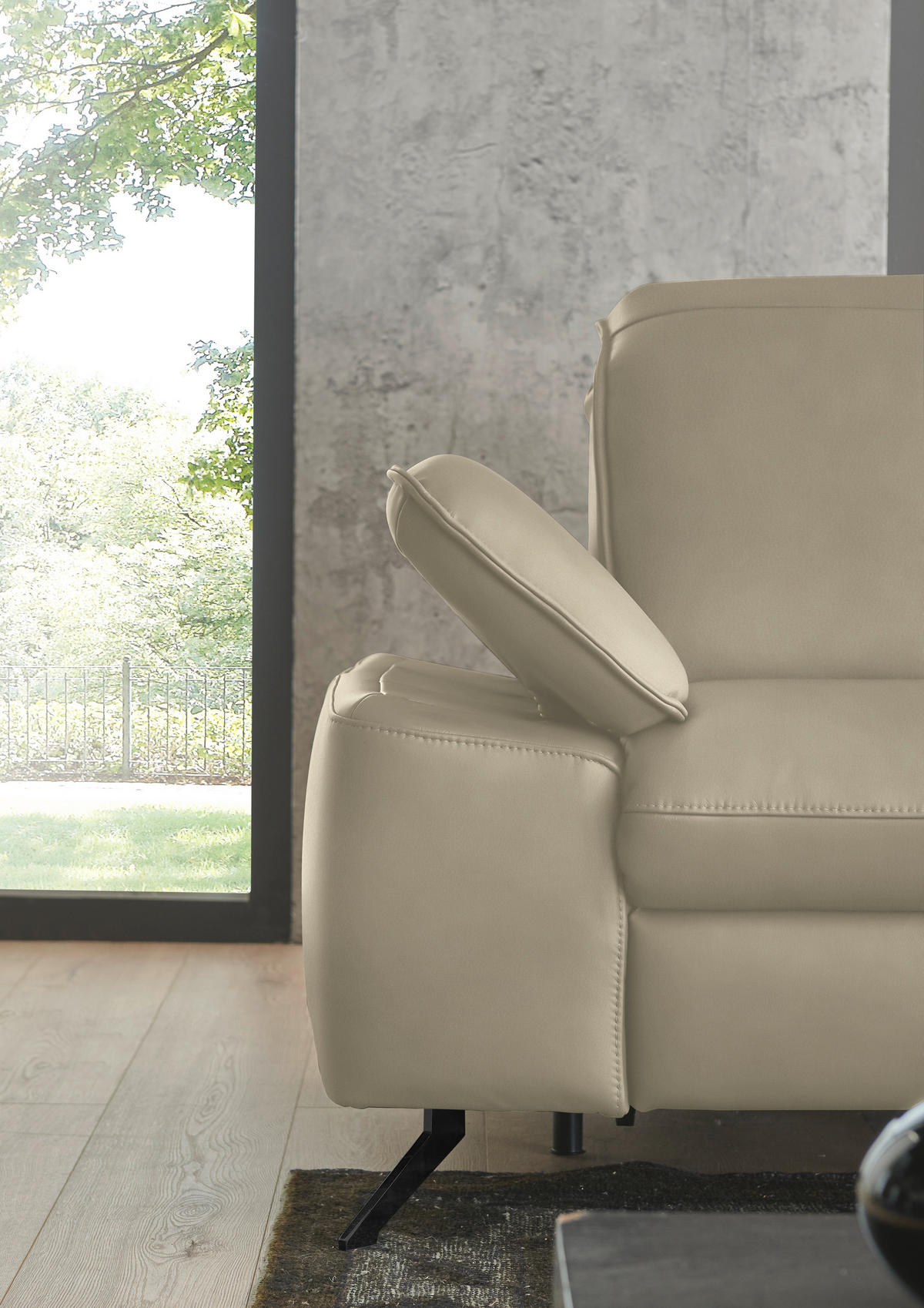 ECKSOFA  Echtleder Naturfarben  - Schwarz/Naturfarben, Design, Leder/Metall (307/169cm) - Beldomo Premium