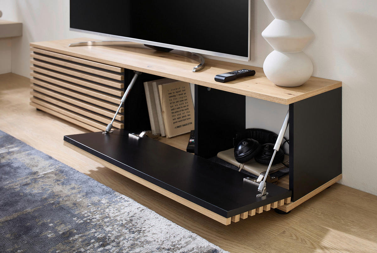 LOWBOARD  in 180/30/30 cm  - Schwarz/Eiche Artisan, Design, Holzwerkstoff/Kunststoff (180/30/30cm) - Boxxx