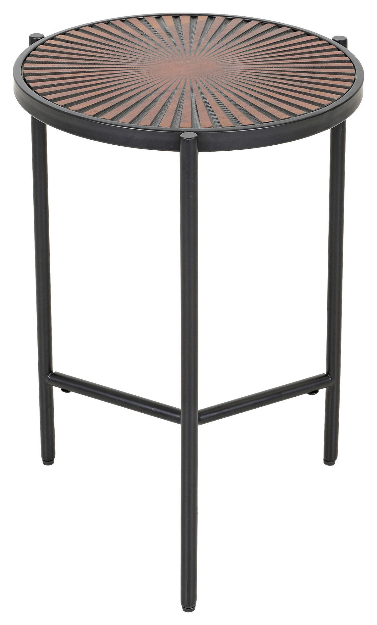 BEISTELLTISCH 40/40/59 cm Mangoholz massiv Schwarz rund von LANDSCAPE