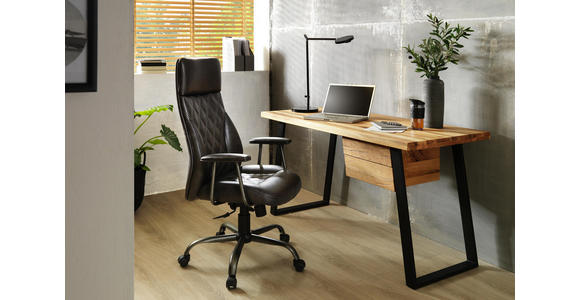 SCHREIBTISCH - Hellbraun/Eichefarben, LIFESTYLE, Holz/Metall (145/75/65cm) - Landscape