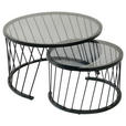 COUCHTISCHSET in Metall, Glas 70/70/42 cm - Schwarz/Grau, Design, Glas/Metall (70/70/42cm) - Novel