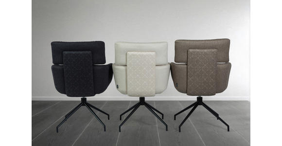 ARMLEHNSTUHL  Stoffauswahl, Sitzfläche 360° drehbar, automatische Rückholfunktion Webstoff  Schwarz, Beige  - Beige/Schwarz, Design, Textil/Metall (62/92/66cm) - Dieter Knoll