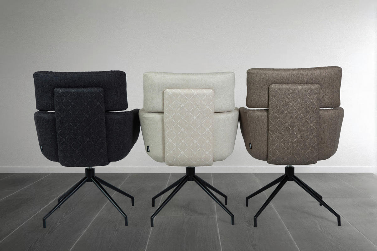 ARMLEHNSTUHL  Stoffauswahl, Sitzfläche 360° drehbar, automatische Rückholfunktion Webstoff  Schwarz, Beige  - Beige/Schwarz, Design, Textil/Metall (62/92/66cm) - Dieter Knoll