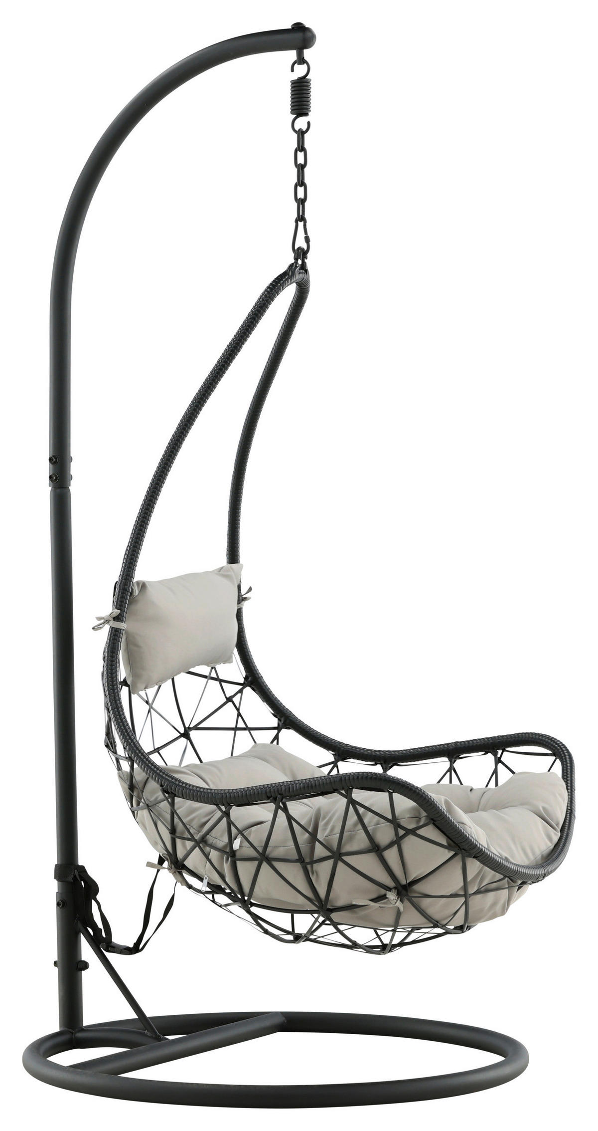 HÄNGESESSEL 95/196/95 cm  - Schwarz/Grau, KONVENTIONELL, Kunststoff/Textil (95/196/95cm) - Gardenson