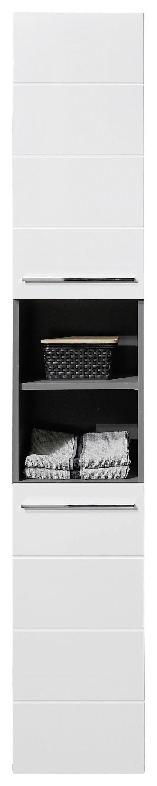 HOCHSCHRANK 34/190/31 cm  - Weiß Hochglanz/Anthrazit, Natur, Holzwerkstoff/Kunststoff (34/190/31cm) - Xora