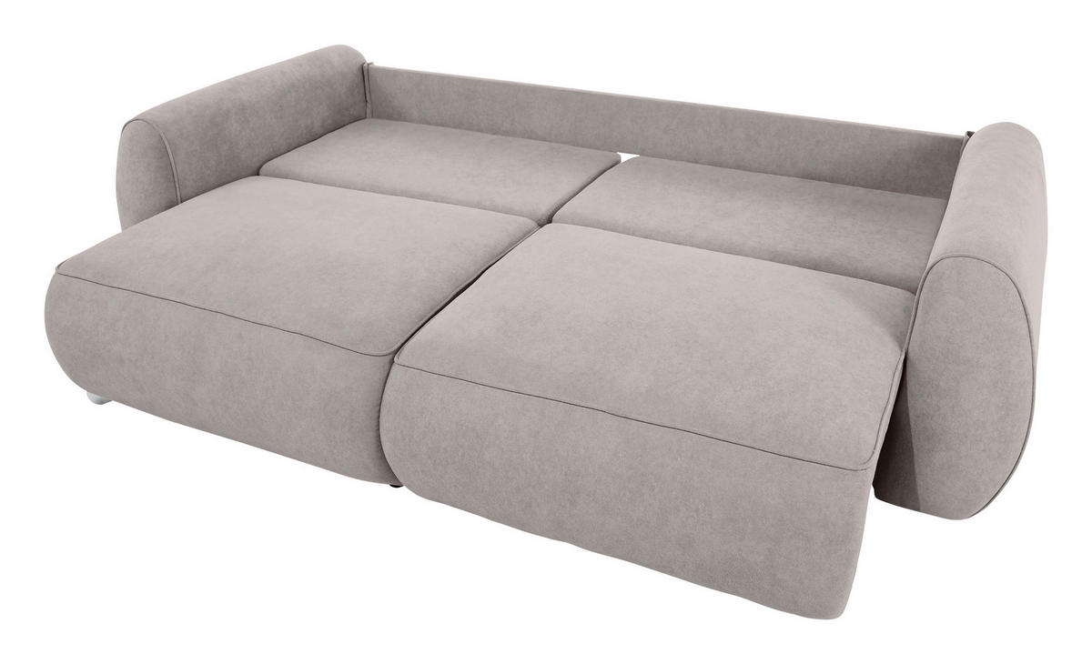 SCHLAFSOFA Chenille Cappuccino  inkl. Zierkissen, Rückenkissen, Bettkasten, Schlaffunktion, Rücken echt, Liegefläche im Originalstoff  - Schwarz/Cappuccino, KONVENTIONELL, Kunststoff/Textil (257/96/110cm) - Milino