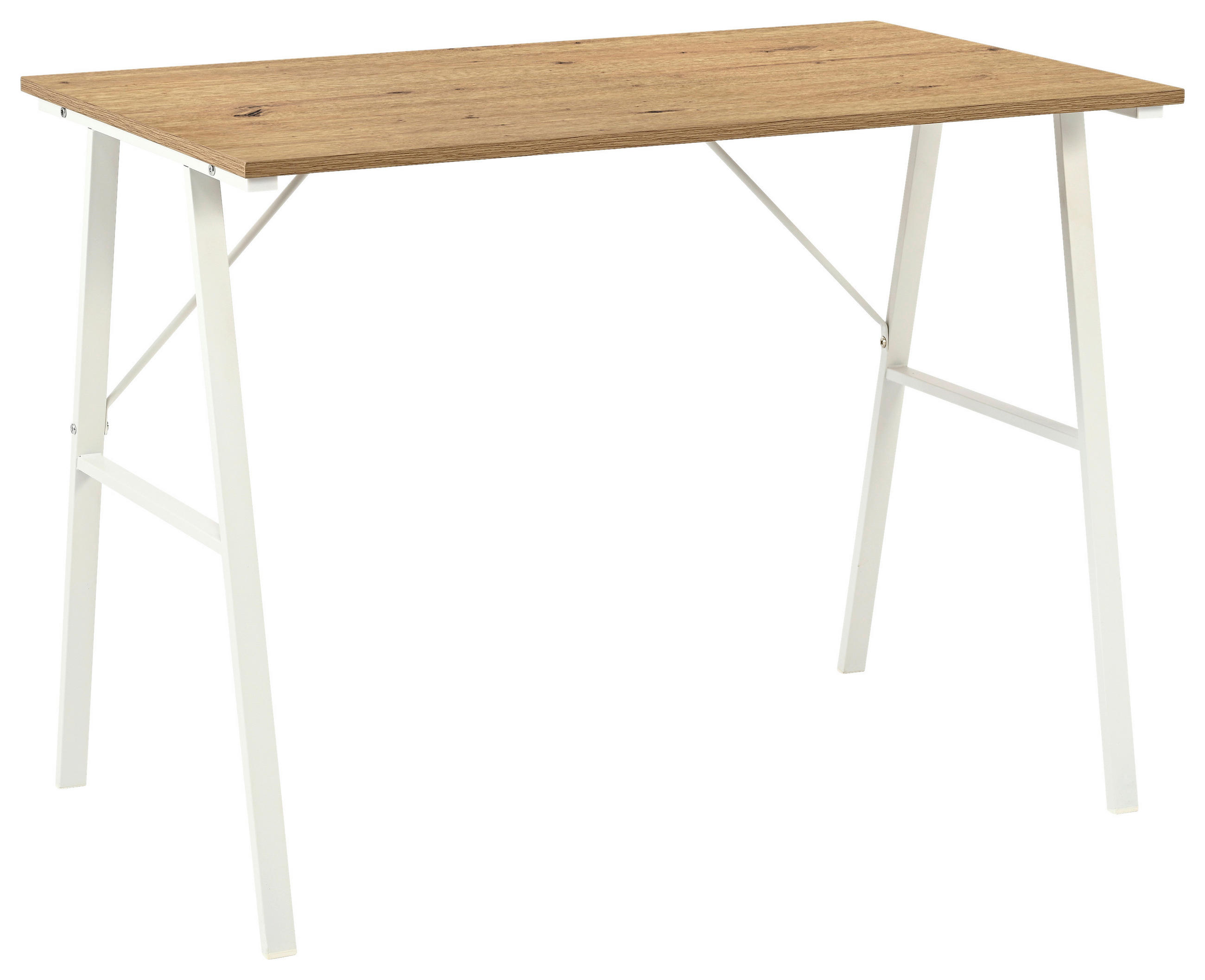 PÍSACÍ STÔL, biela, dub artisan, 100/60/75 cm - biela/dub artisan, Design, kov/kompozitné drevo (100/60/75cm) - Carryhome