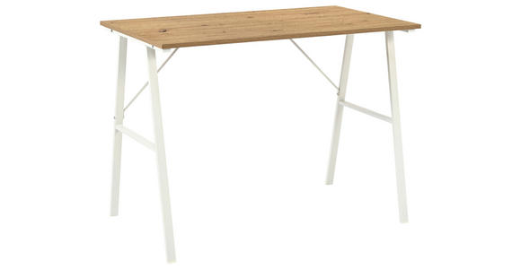 SCHREIBTISCH 100/60/75 cm Weiß, Eiche Artisan  - Weiß/Eiche Artisan, Design, Holzwerkstoff/Metall (100/60/75cm) - Carryhome