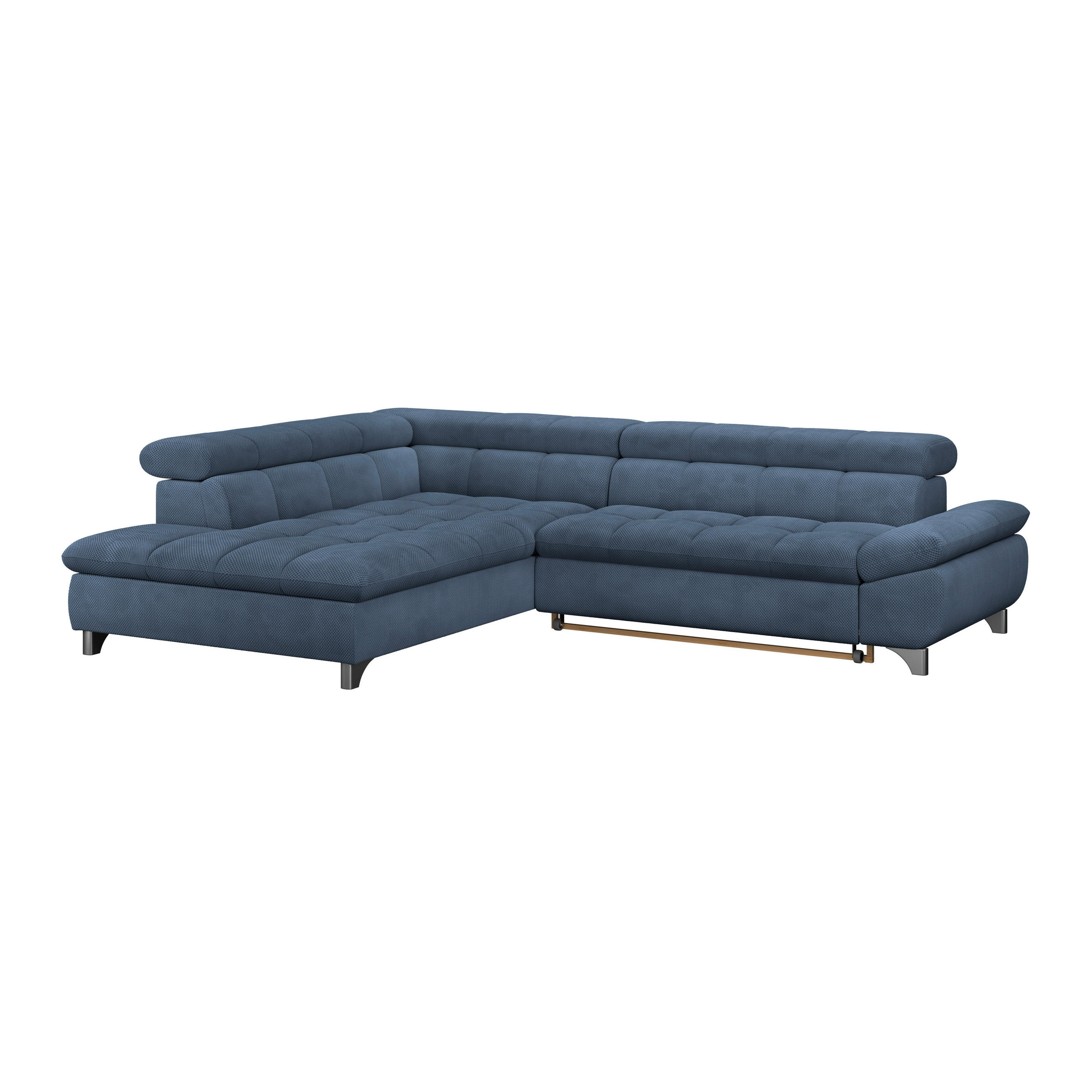 ECKSOFA Dunkelblau Chenille  - Chromfarben/Dunkelblau, KONVENTIONELL, Textil/Metall (234/312cm) - Livetastic