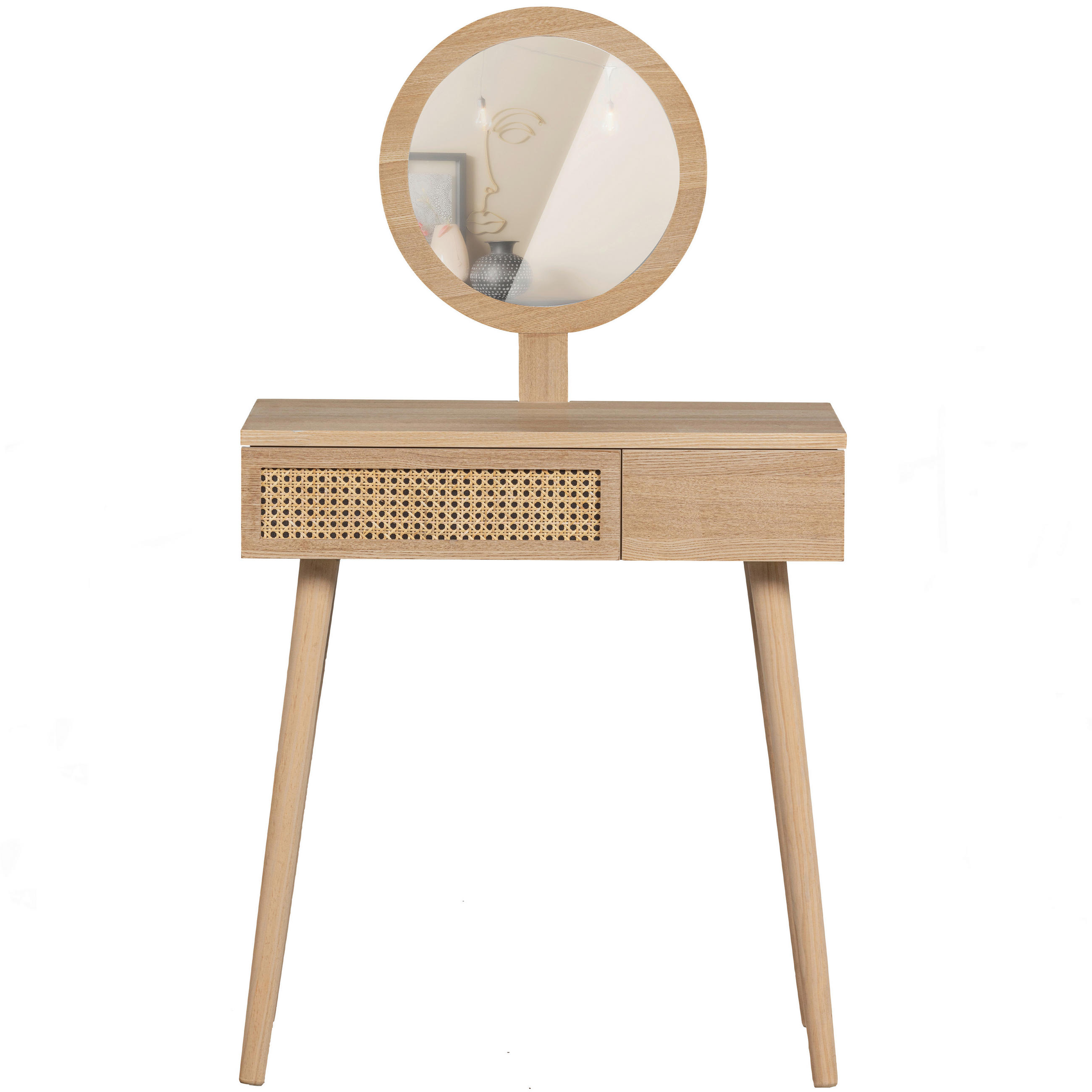 SCHMINKTISCH Kiefer Naturfarben  - Naturfarben, Design, Glas/Holz (70/40/125cm) - Livetastic
