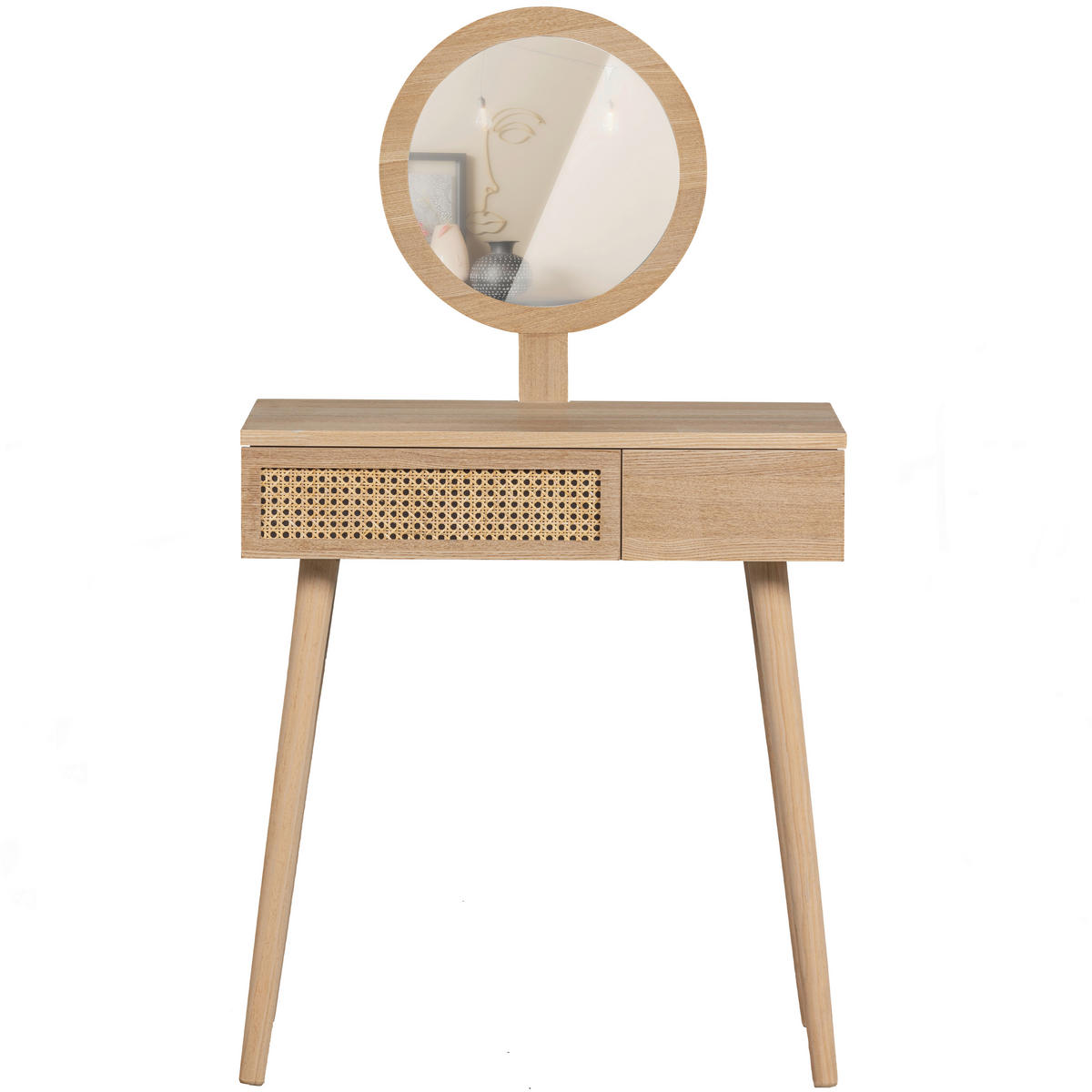 SCHMINKTISCH in Naturfarben Kiefer  - Naturfarben, Design, Glas/Holz (70/40/125cm) - Livetastic