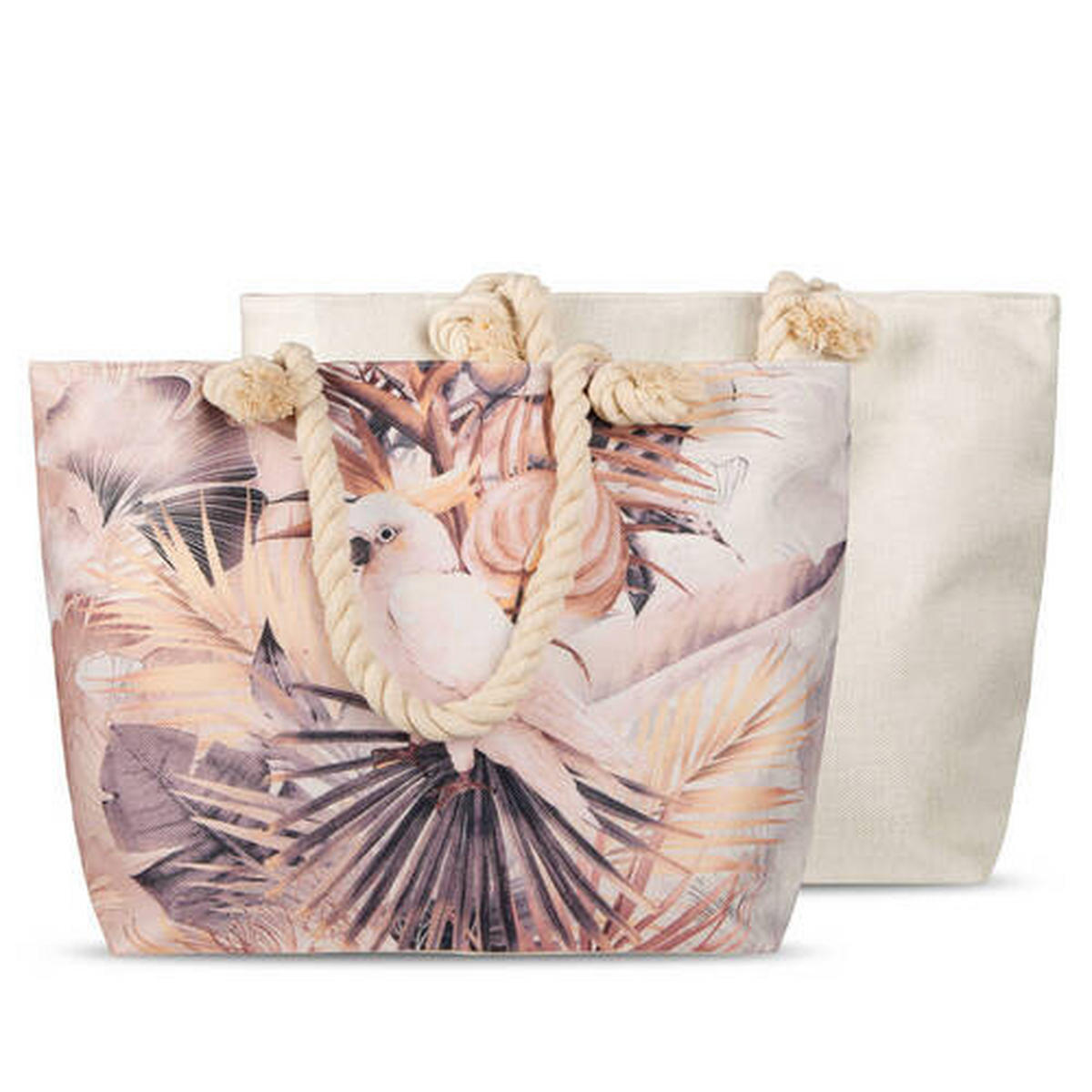 STRANDTASCHE - Taupe/Beige, KONVENTIONELL, Textil (43/60cm)