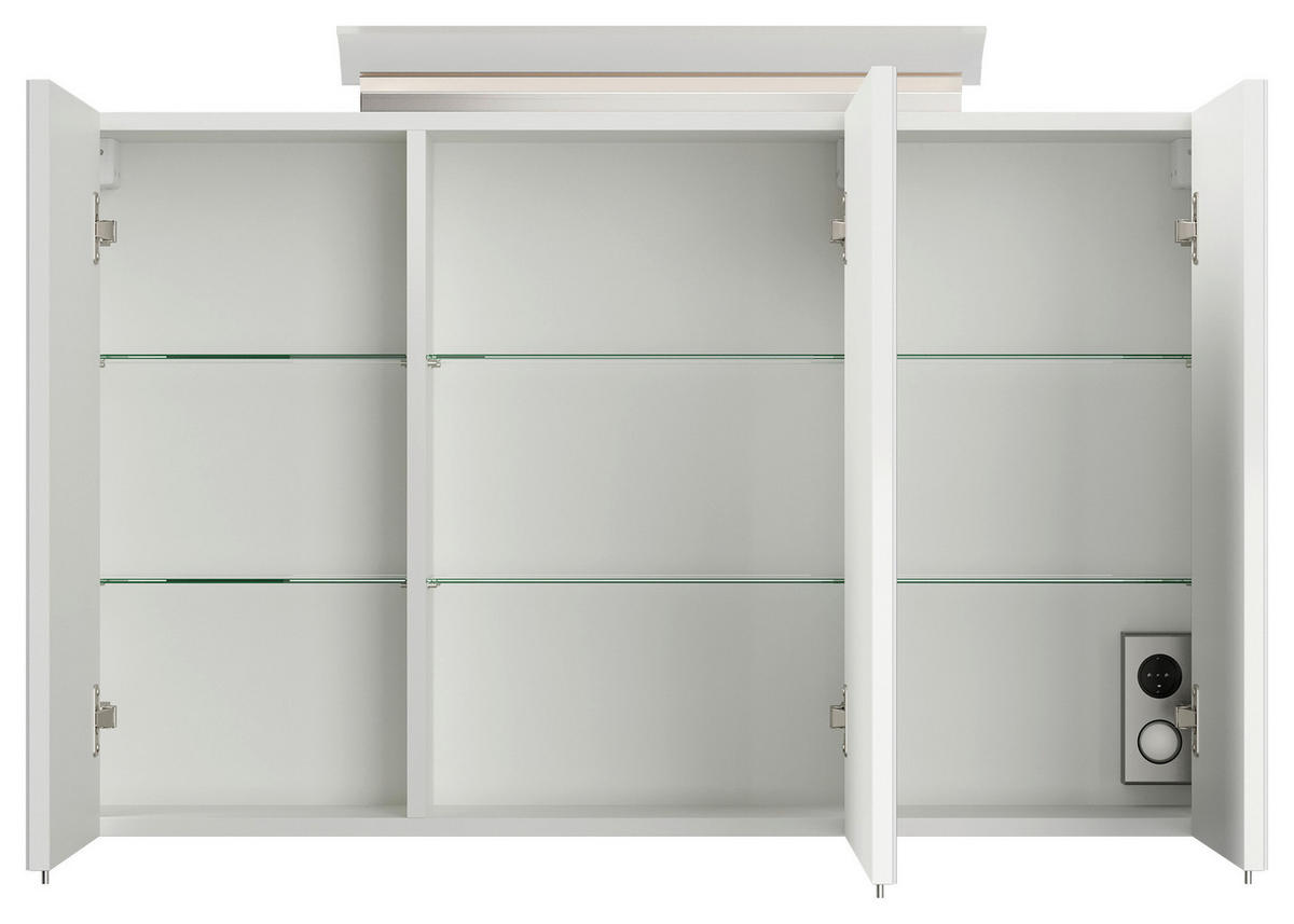 SPIEGELSCHRANK 120/62,5/17 cm  - Weiß Hochglanz, MODERN, Glas/Holzwerkstoff (120/62,5/17cm) - MID.YOU