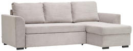 ECKSOFA in Cord, Velours Hellgrau  - Hellgrau/Schwarz, Design, Kunststoff/Textil (155/243cm) - Xora