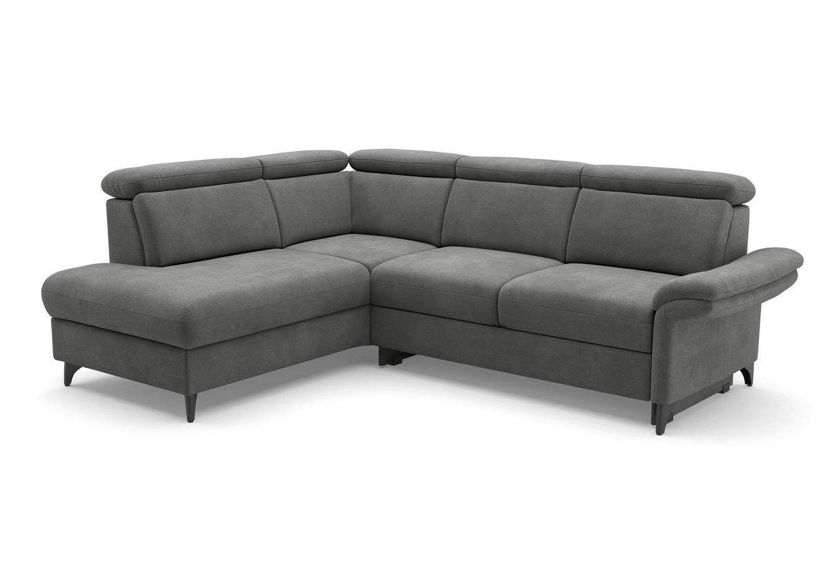 ECKSOFA Flachgewebe Grau  - Schwarz/Grau, Konventionell, Textil/Metall (193/247cm) - Sit & More