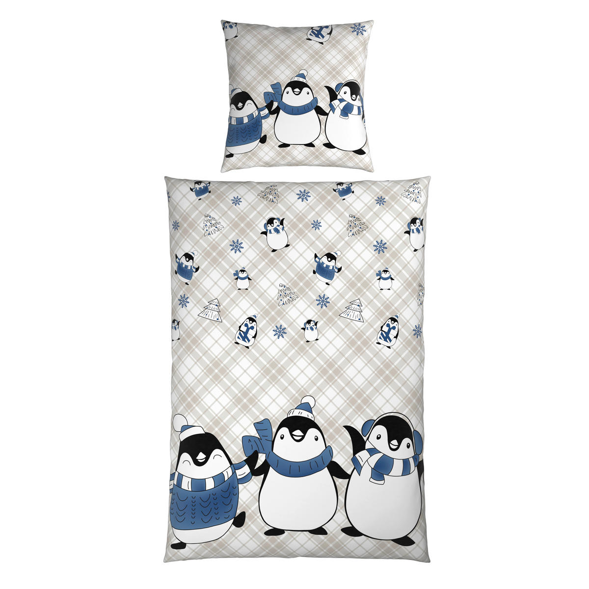 BETTWÄSCHE Flanell 155/220 cm  - Dunkelblau/Grau, Textil (155/220cm) - Esposa