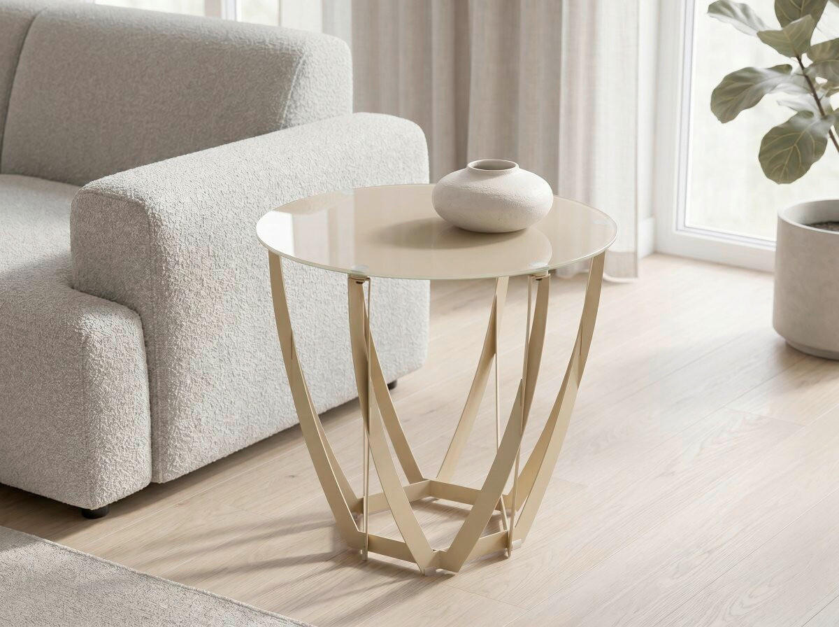 BEISTELLTISCH 50/50/50 cm Creme rund  - Creme, Basics, Glas/Metall (50/50/50cm) - Xora