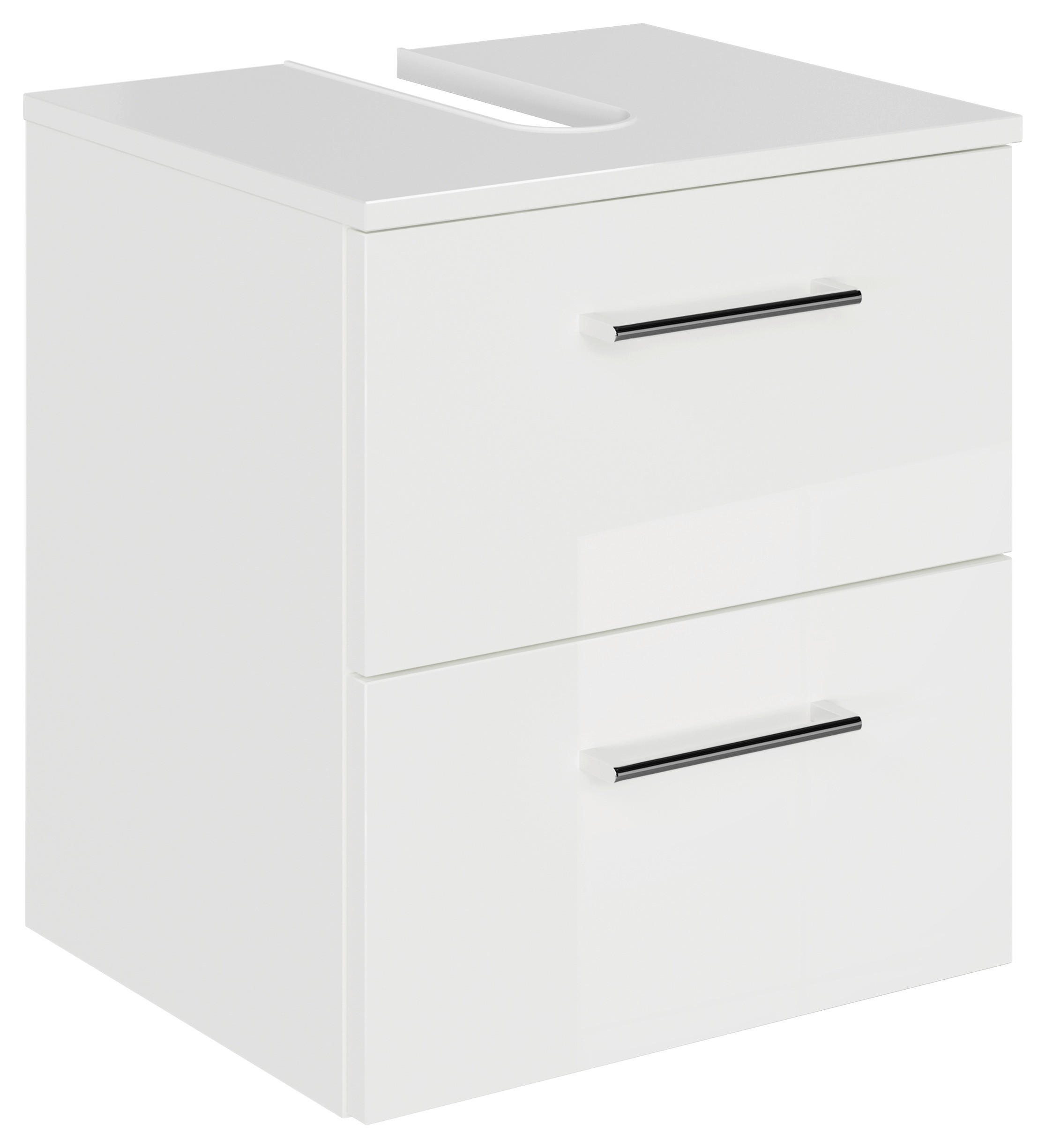 WASCHBECKENUNTERSCHRANK 45/49,8/38,3 cm  - Chromfarben/Weiß Hochglanz, KONVENTIONELL, Holzwerkstoff/Metall (45/49,8/38,3cm) - Sadena