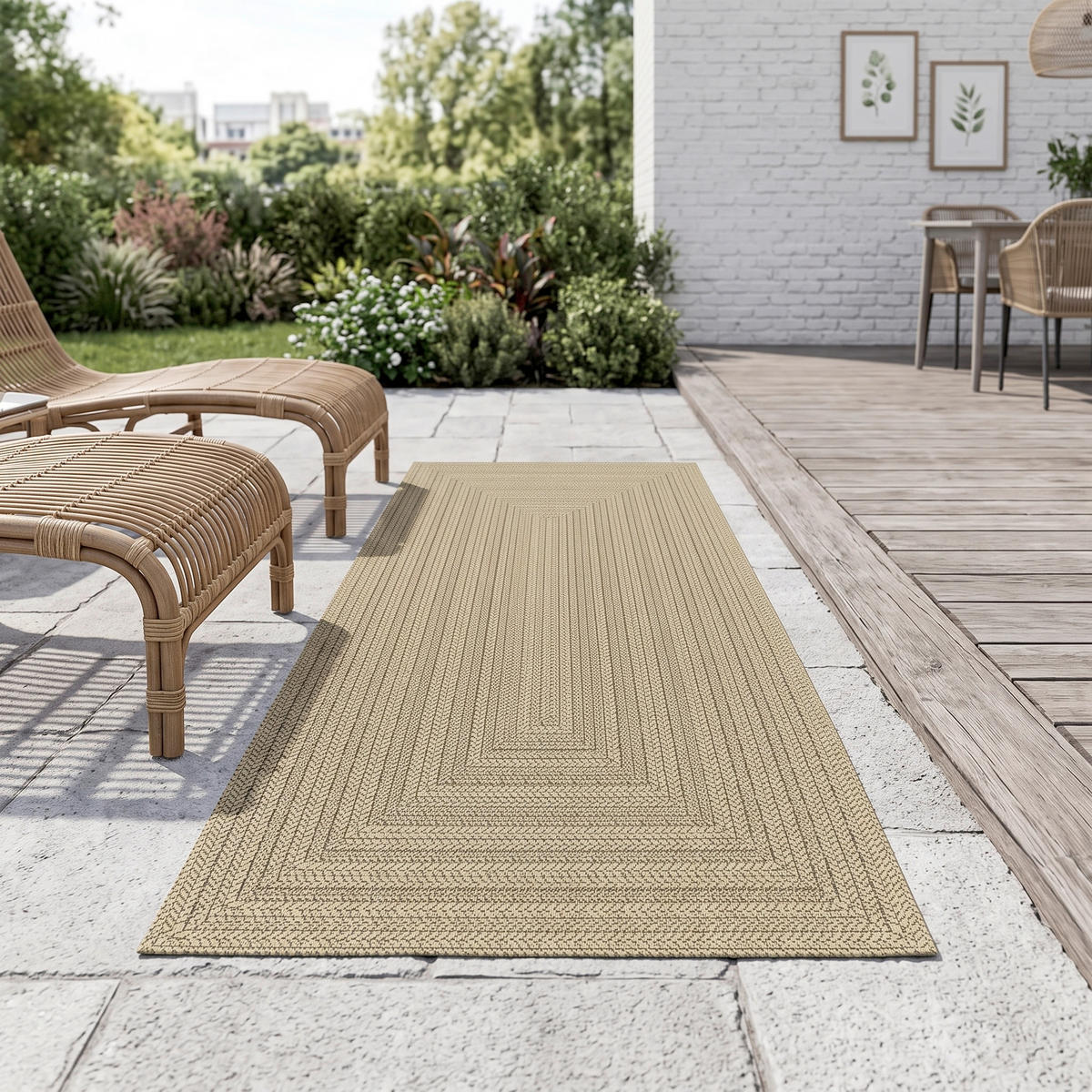 OUTDOORTEPPICH für Terrasse und Balkon 60/180 cm Kenzy Naturfarben  - Naturfarben, KONVENTIONELL, Textil (60/180cm)