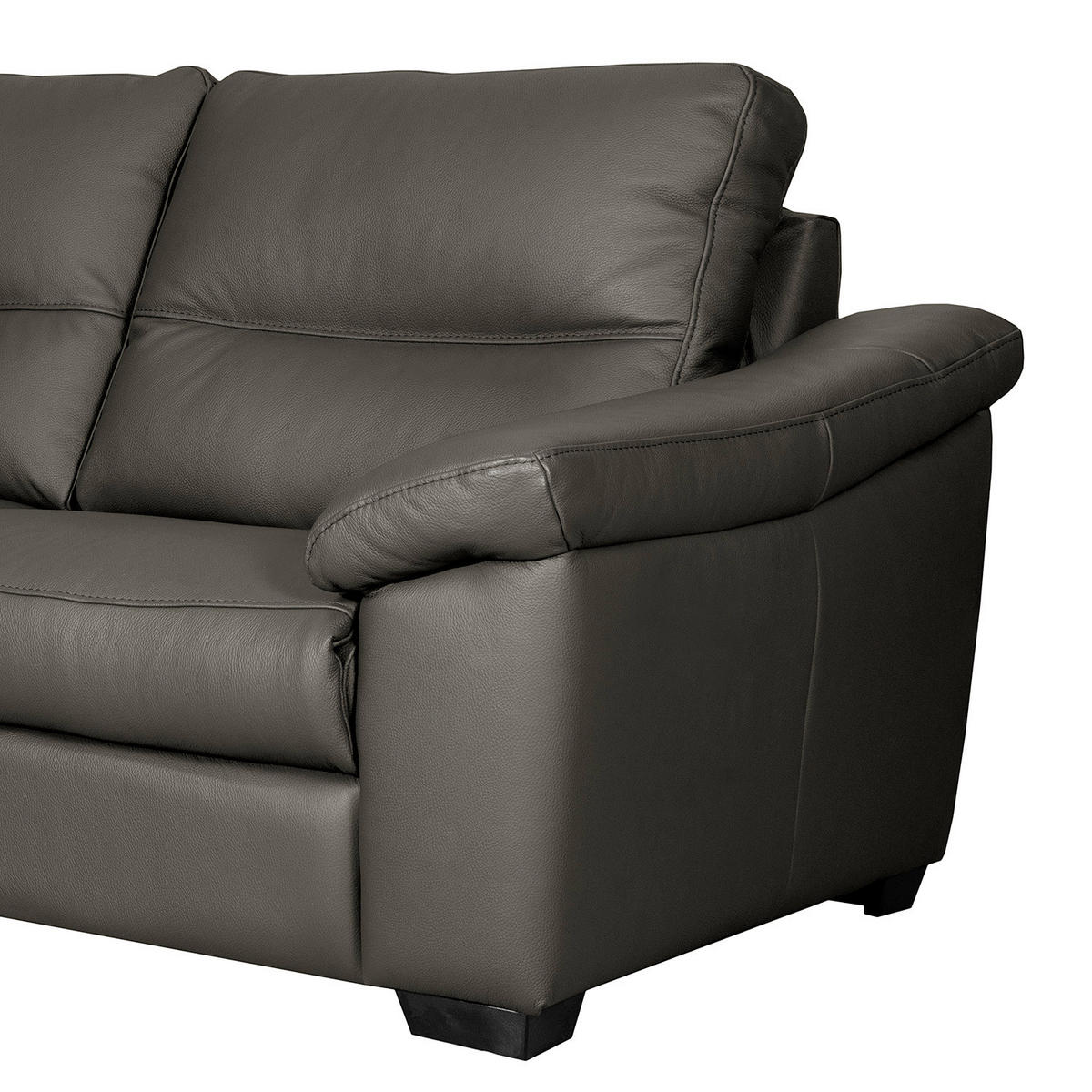 2,5-SITZER Echtleder Anthrazit  - Anthrazit/Schwarz, Design, Leder/Holz (214/97/97cm) - Livetastic