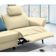 3-SITZER-SOFA in Leder Creme  - Creme/Schwarz, Design, Leder/Metall (190/84/99cm) - Dieter Knoll