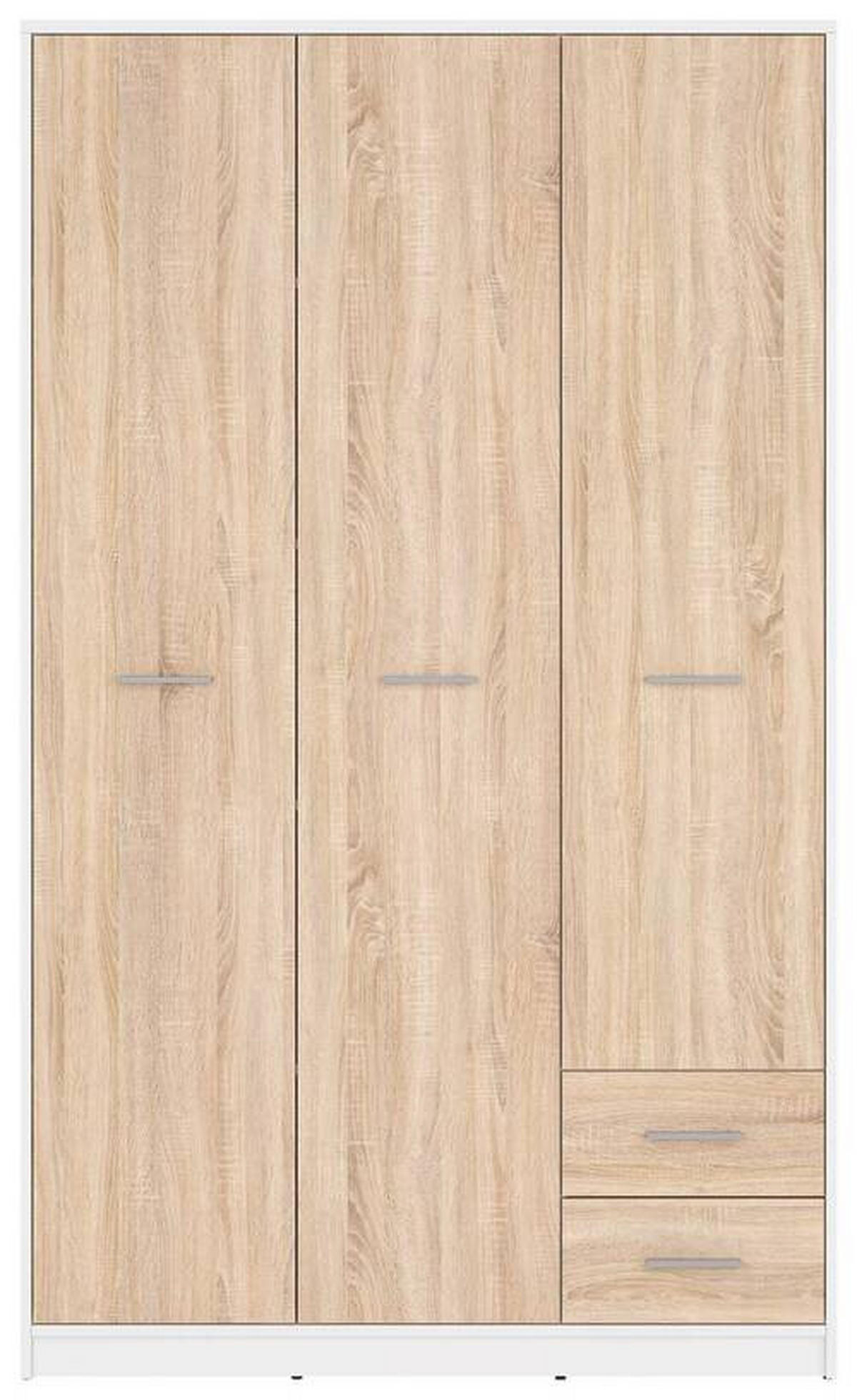 OMARA S KLASIČNIMI VRATI, bela, hrast sonoma  - srebrne barve/bela, Moderno, umetna masa/leseni material (118,5/197/54,5cm) - MID.YOU