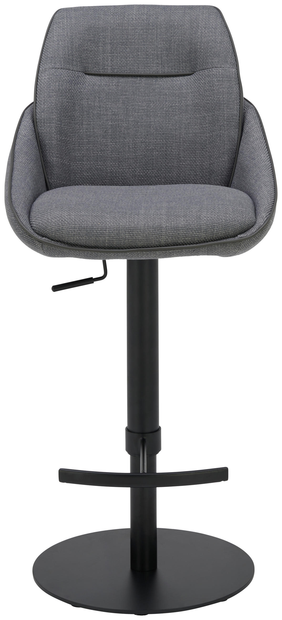 BARHOCKER in Metall, Textil Grau, Schwarz  - Schwarz/Grau, Design, Textil/Metall (49/85.5-110/59cm) - Novel