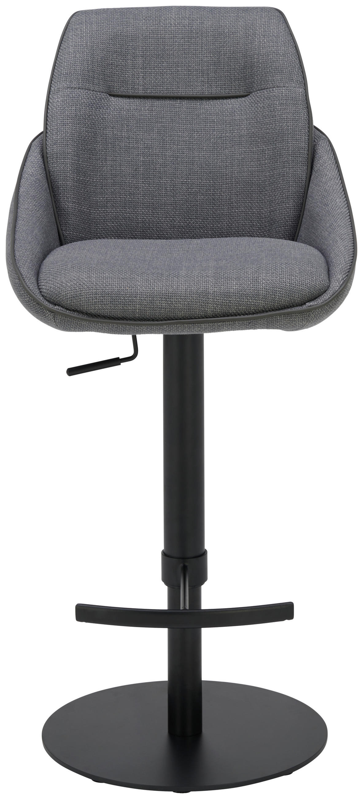 BARHOCKER in Metall, Textil Grau, Schwarz  - Schwarz/Grau, Design, Textil/Metall (49/85.5-110/59cm) - Novel