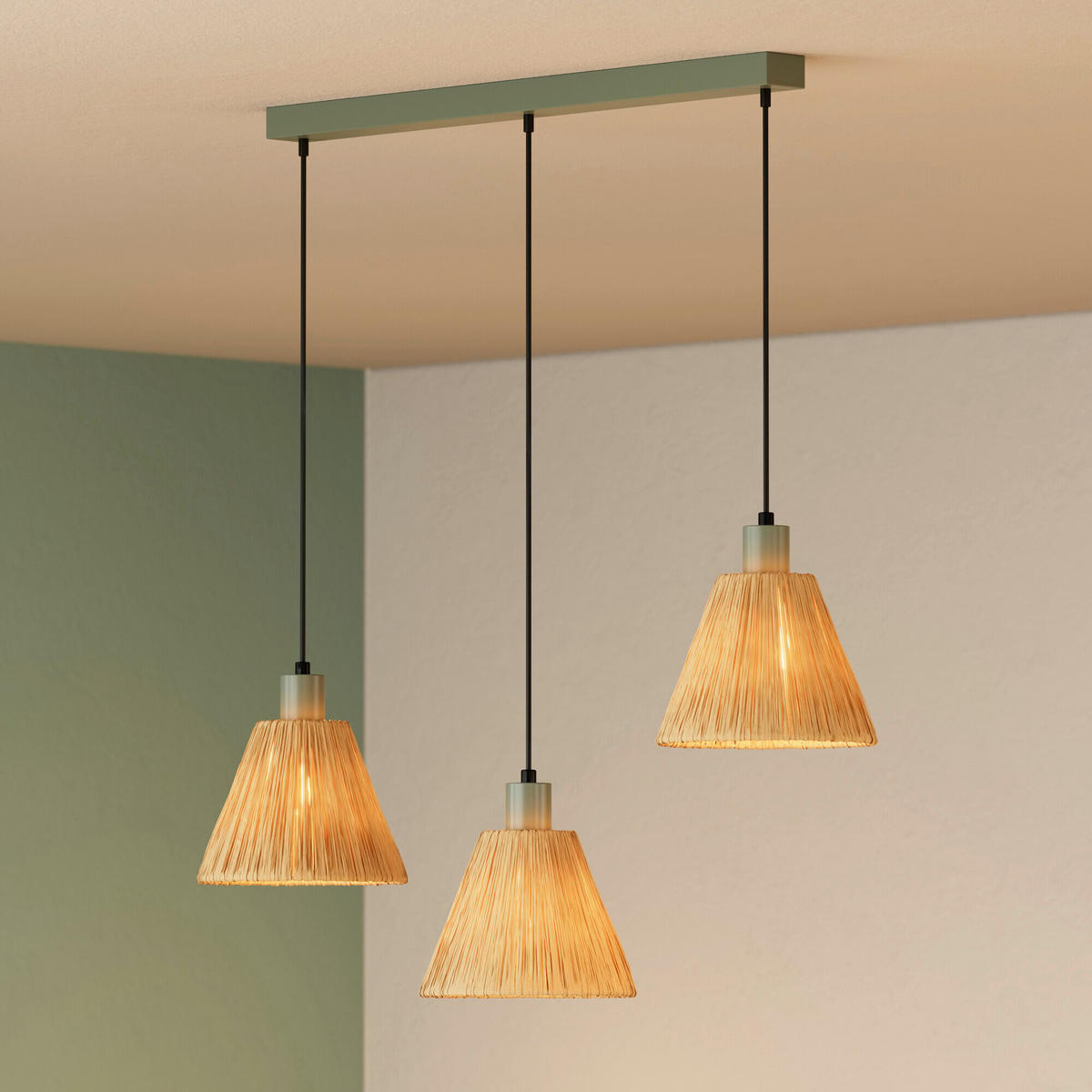 HÄNGELEUCHTE 84.5/20/125 cm  - Natur, Naturmaterialien/Metall (84.5/20/125cm) - Osram