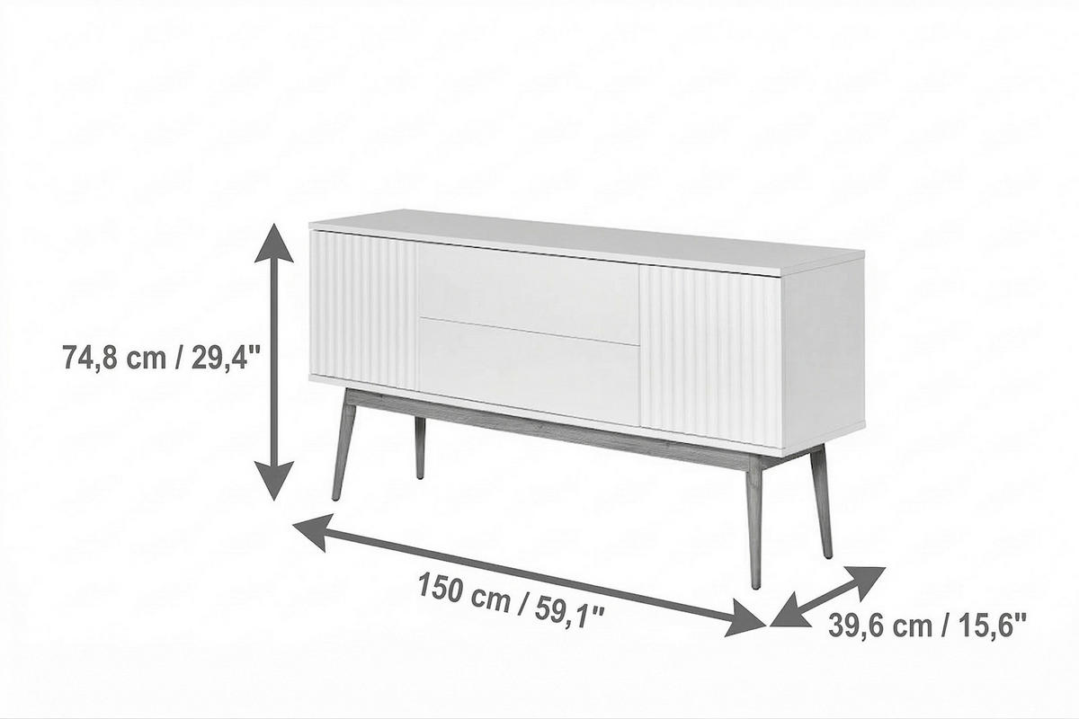 SIDEBOARD  150/75/39,6 cm 2 Schublade(n)  - Eichefarben/Weiß, MODERN, Holz/Holzwerkstoff (150/75/39,6cm) - MID.YOU