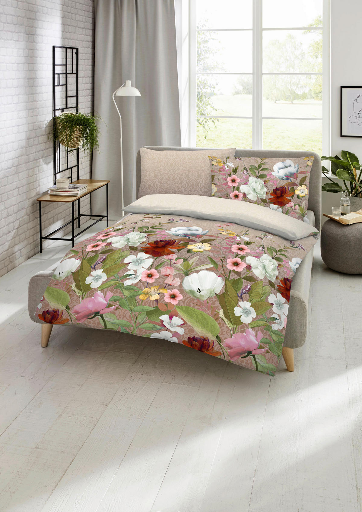 BETTWÄSCHE Wildblumen Makosatin 140/200 cm  - Naturfarben, Design, Textil (140/200cm) - Kaeppel