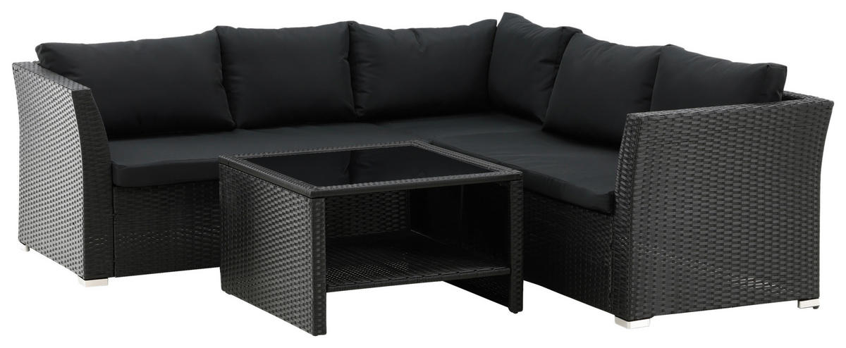 LOUNGEGARNITUR  - Schwarz, KONVENTIONELL, Kunststoff - Gardenson