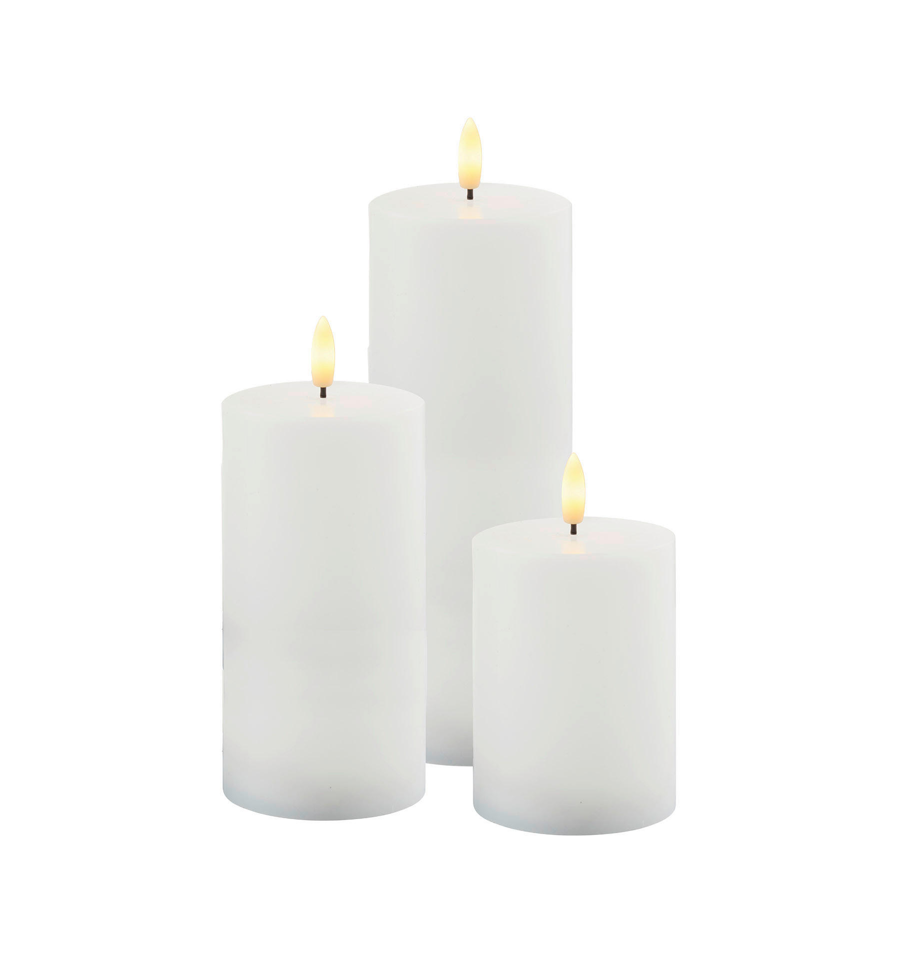 LED-Kerzenset, 3-teilig  - Weiß, Basics, Kunststoff (7,5/10/15/20cm)