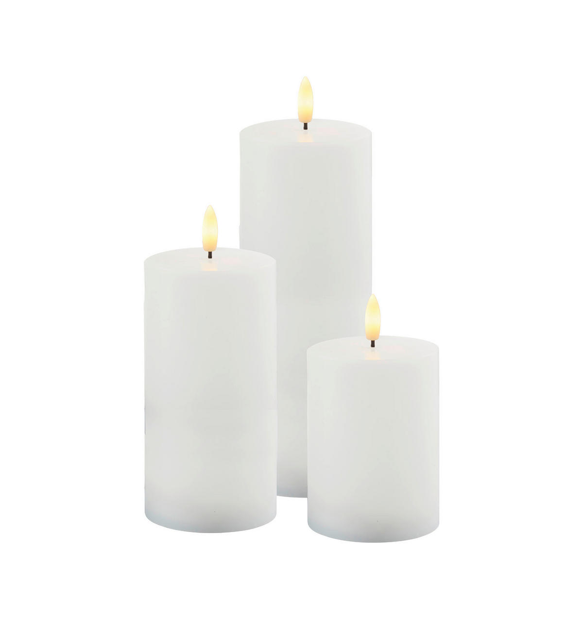 LED-Kerzenset, 3-teilig  - Weiß, Basics, Kunststoff (7,5/10/15/20cm)