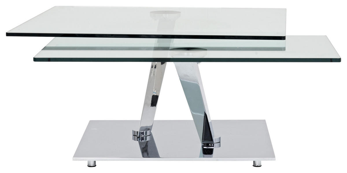 COUCHTISCH in Metall, Glas 84-129/106/40 cm  - Chromfarben, Design, Glas/Metall (84-129/106/40cm)