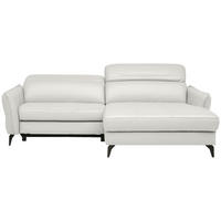 ECKSOFA Creme Echtleder  - Creme/Schwarz, Design, Leder/Metall (246/175cm) - Livetastic