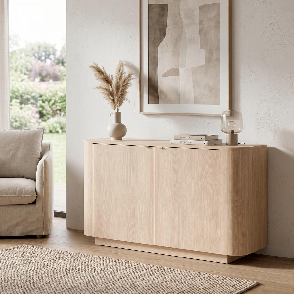 SIDEBOARD  131/76/43 cm  - Eichefarben, Design, Holzwerkstoff/Metall (131/76/43cm) - MID.YOU
